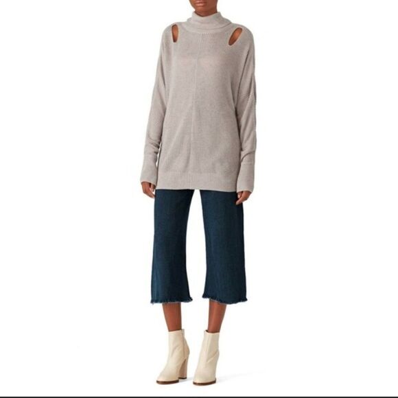 Ella Moss Riley Sweater Womens XS Taupe Turtleneck Cashmere Blend - Picture 1 of 12